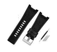 MAMA'S PEARL Correa De Reloj De Cuero For Hombre, Pulsera Con Muescas De 32mm, Compatible Con Diésel DZ1216 DZ1273 DZ4246 DZ4247DZ287(A black -silver)