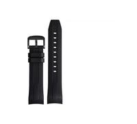 MAMA'S PEARL Correa de reloj de goma con extremo curvado, apta for Tissot 1853, estrella de mar, buceo, T120, correa de silicona T120417A, pulsera de 22mm, hombre, negro y azul(Black-black)