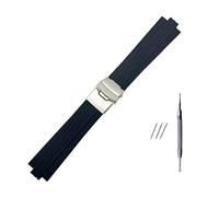 MAMA'S PEARL Correa De Reloj De Goma De Silicona De 24mm X 11mm Apta For Correa De Reloj For Oris Aquis Correa Convexa Pulsera De Pulsera Con Hebilla De Seguridad De Acero Inoxidable Negra