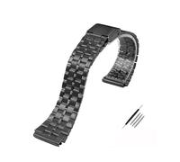 MAMA'S PEARL Correa De Reloj De Metal Cuadrada Pequeña Retro Compatible For Casio A158WA A168/A159/A169/B650/AQ230 Pulsera De Acero Inoxidable De 18mm(Bblack)