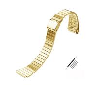MAMA'S PEARL Correa De Reloj De Metal Cuadrada Pequeña Retro Compatible For Casio A158WA A168/A159/A169/B650/AQ230 Pulsera De Acero Inoxidable De 18mm(C gold)