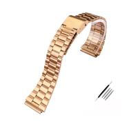 MAMA'S PEARL Correa De Reloj De Metal Cuadrada Pequeña Retro Compatible For Casio A158WA A168/A159/A169/B650/AQ230 Pulsera De Acero Inoxidable De 18mm(A rose gold)