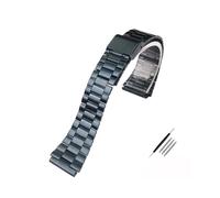 MAMA'S PEARL Correa De Reloj De Metal Cuadrada Pequeña Retro Compatible For Casio A158WA A168/A159/A169/B650/AQ230 Pulsera De Acero Inoxidable De 18mm(A blue)
