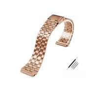 MAMA'S PEARL Correa De Reloj De Metal Cuadrada Pequeña Retro Compatible For Casio A158WA A168/A159/A169/B650/AQ230 Pulsera De Acero Inoxidable De 18mm(B rose gold)