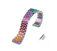 MAMA'S PEARL Correa De Reloj De Metal Cuadrada Pequeña Retro Compatible For Casio A158WA A168/A159/A169/B650/AQ230 Pulsera De Acero Inoxidable De 18mm(B Multicolored)