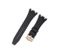 MAMA'S PEARL Correa De Reloj De Silicona De Caucho De 27 Mm, 28 Mm, 30 Mm, Apta For AP Fit For Royal For Oak Offshore Series, Correa De Reloj For Mujer Y Hombre, Pulsera Suave(Black-rose gold,30mm)