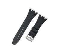 MAMA'S PEARL Correa De Reloj De Silicona De Caucho De 27 Mm, 28 Mm, 30 Mm, Apta For AP Fit For Royal For Oak Offshore Series, Correa De Reloj For Mujer Y Hombre, Pulsera Suave(Black-silver,28mm)