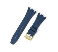 MAMA'S PEARL Correa De Reloj De Silicona De Caucho De 27 Mm, 28 Mm, 30 Mm, Apta For AP Fit For Royal For Oak Offshore Series, Correa De Reloj For Mujer Y Hombre, Pulsera Suave(Blue-gold,27mm)
