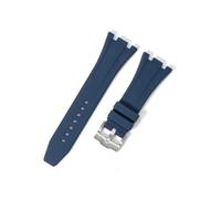 MAMA'S PEARL Correa De Reloj De Silicona De Caucho De 27 Mm, 28 Mm, 30 Mm, Apta For AP Fit For Royal For Oak Offshore Series, Correa De Reloj For Mujer Y Hombre, Pulsera Suave(Blue-silver,30mm)
