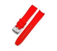MAMA'S PEARL Correa De Reloj De Silicona For Swatch Correa De Repuesto Apta For Seiko For Water Ghost Arc End Pulsera Apta For Rolex Pulsera Universal Apta For Citizen(Red-steel,20mm)