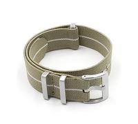 MAMA'S PEARL Correa de reloj elástica de nailon, 18mm, 20mm, 22mm, negro, verde, gris, correas de reloj for hombre, hebilla plateada(Khaki-white line,20mm)