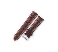 MAMA'S PEARL Correa de reloj hecha a mano con cera de aceite negra, correa de reloj de cuero genuino transpirable poroso impermeable de 18mm, 19mm, 20mm y 21mm for hombres y mujeres(Red,20mm)