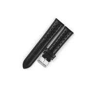 MAMA'S PEARL Correa de reloj hecha a mano con cera de aceite negra, correa de reloj de cuero genuino transpirable poroso impermeable de 18mm, 19mm, 20mm y 21mm for hombres y mujeres(Black,18mm)