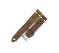 MAMA'S PEARL Correa de reloj Retro Crazy Horse de cuero, 17mm, 18mm, 19mm, 21mm, cuero poroso, transpirable, costura a mano, repuesto de correa de reloj(Light coffee,21mm)