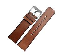 MAMA'S PEARL Correa De Reloj Retro De Cuero Genuino For Hombre, Pulsera De Cuero Italiano Vintage De 22mm, 24mm Y 26mm For Diésel DZ4343 DZ4323 DZ7406(Brown silver clasp,24mm)