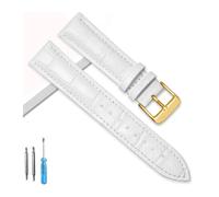 MAMA'S PEARL Correas de reloj de cuero 16 mm 18 mm 20 mm 22 mm 24 mm Correa de reloj Correa de acero Hebilla Pulsera de cinturón(White-G,18mm)