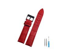 MAMA'S PEARL Correas de reloj de cuero 18 mm 20 mm 22 mm 24 mm Correa de reloj Correa de acero Hebilla Pulsera de cinturón(Red BLACK,20mm)