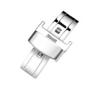 MAMA'S PEARL Hebilla desplegable de mariposa de 18 mm Botón de correa de acero inoxidable de doble clic automático Cierre de acero inoxidable de 20 mm Cierre plegable Accesorios para relojes(Silver 12