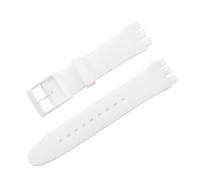 MAMA'S PEARL Pulsera de goma resistente al agua for reloj Fit For Swatch, hebilla de Metal, correa de silicona for reloj de 16/17/19/20mm, correa de pulsera de repuesto(White,16mm)