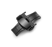 MAMA'S PEARL Reloj automático con hebilla de mariposa de doble clic, botón pulsador, cierre desplegable, correa de reloj plateada, cierre de reloj de 12-24mm Accesorios para relojes(Black,14mm)