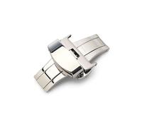 MAMA'S PEARL Reloj automático con hebilla de mariposa de doble clic, botón pulsador, cierre desplegable, correa de reloj plateada, cierre de reloj de 12-24mm Accesorios para relojes(Silver,14mm)