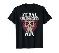 Mamás Salvajes y desquiciadas Club Skull Funny Mom Camiseta gráfica económica, Hombre, Negro, L