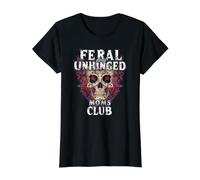 Mamás Salvajes y desquiciadas Club Skull Funny Mom Camiseta gráfica económica, Mujer, Negro, L