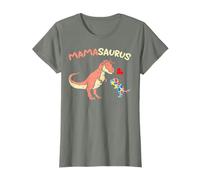 Mamasaurus Heart Puzzle Dino Autism Awareness Mom Mama Women Camiseta