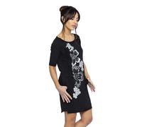 Mamatayoe Drama Vestido para Mujer Color Negro de Punto Roma con Bordado y Ruffle