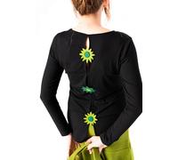 Mamatayoe Miniature. Camiseta de Manga Larga para Mujer de Color Negro con Detalles Bordados para Otoño Invierno. Top Original y Divertido con Cuello Redondo de Estilo Casual. Talla XL