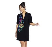 Mamatayoe Vestido Alicia para Mujer, Manga Corta, Escote Pico, Negro, Talla M