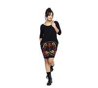 Mamatayoe Vestido Isadora para Mujer, Manga Tres Cuartos, Escote Redondo, Negro, Talla L