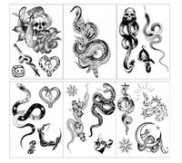 Mamba Negra Flor Demonio Marca Muerte Caminante Serpiente Tatuaje Corporal Tótem Animal 150 * 210mm