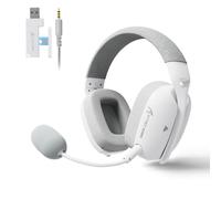 MAMBASNAKE Attack Shark L80PRO Auriculares Inalámbricos Ultraligeros para Juegos con Micrófono Dual Flexible, Triple Modo (2,4 G/BT/Cable de 3,5 mm), Controlador de 40 mm, para PC/Mac/PS/Xbox, Blanco