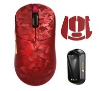 MAMBASNAKE ATTACK SHARK RS3 ULTRA Ratón Gaming Inalámbrico Fibra De Carbono, MCU Nordic 54L15, Sensor PAW3955MAX, Hasta 52000 DPI, 66g Ultraligero, Doble 8000Hz, Dongle Shark-Fin, for PC/MAC, Rojo