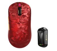 MAMBASNAKE ATTACK SHARK RS3 ULTRA Ratón Gaming Inalámbrico Fibra De Carbono, MCU Nordic 54L15, Sensor PAW3955MAX, Hasta 52000 DPI, Doble 8000Hz, 66g Ultraligero, Dongle Shark-Fin, for PC/MAC, Rojo