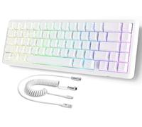 MAMBASNAKE ATTACK SHARK X65 HE Teclado de Gatillo Rápido, Precisión RT de 0,01mm, 8 KHz, Interruptor Magnético del 60% con Cable de 8KHz, Accionamiento Ajustable, SnapTap, para PC/Mac, Contorno Blanco