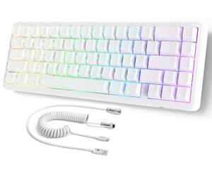 MAMBASNAKE ATTACK SHARK X65 HE Teclado de Gatillo Rápido, Precisión RT de 0,01mm, 8 KHz, Interruptor Magnético del 60% con Cable de 8KHz, Accionamiento Ajustable, SnapTap, para PC/Mac, Contorno Blanco