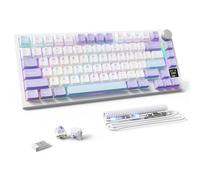 MAMBASNAKE Attack Shark X820 Ultra Teclado Mecánico Gaming con TFT Pantalla y Perilla, QWERTY 75% Gasket Hot-Swap, Inalámbrico 2.4G/BT/USB-C, LIGHTSYNC RGB Chroma, Coiled Cable - Gift Switch/Morado