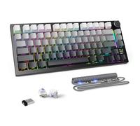 MAMBASNAKE Attack Shark X820 Ultra Teclado Mecánico Gaming con TFT Pantalla y Perilla, QWERTY 75% Gasket Hot-Swap, Inalámbrico 2.4G/BT/USB-C, LIGHTSYNC RGB Chroma, Coiled Cable - Gift Switch/Negro