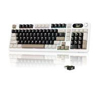 MAMBASNAKE × Attack Shark X98 Pro Teclado Gaming Inalámbrico Formato 96%, Pantalla LED y Perilla, BT/2.4G/USB-C, Teclado Mecánico RGB QWERTY, Hot-Swappable Gasket, 4000mAh (Marrón Blanco)