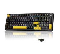 MAMBASNAKE × Attack Shark X98 Pro Teclado Gaming Inalámbrico Formato 96%, Pantalla LED y Perilla, BT/2.4G/USB-C, Teclado Mecánico RGB QWERTY, Hot-Swappable Gasket, 4000mAh (Negro y Amarillo)