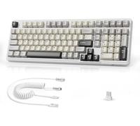 MAMBASNAKE Attack Shark X98 - Teclado mecánico inalámbrico con teclado numérico, montaje en junta, interruptor lineal prelubricado, BT 5.0/2.4G/cableado, teclado RGB retroiluminado para juegos de