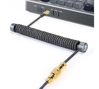 MAMBASNAKE Cable USB C en Espiral & Enrollador de Aviator Cable Set - Cable de Aviador Varilla Fija Metal Weight Bar + Braided Coiled Cable con 24K Gold Conector de Aviador for Gaming Keyboard - Gris