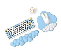 MAMBASNAKE Cloud Mouse Pad y teclado reposamuñecas con posavasos, cómodo cojín de espuma viscoelástica para muñeca con base antideslizante, ergonómico fácil de escribir