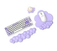 MAMBASNAKE Cloud Mouse Pad y teclado reposamuñecas con posavasos, cómodo cojín de espuma viscoelástica para muñeca con base antideslizante, ergonómico fácil de escribir, color morado