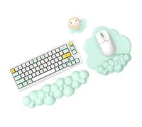 MAMBASNAKE Cloud Mouse Pad y teclado reposamuñecas con posavasos, cómodo cojín de espuma viscoelástica para muñeca con base antideslizante, ergonómico fácil de escribir, color verde