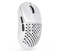 MAMBASNAKE M2 Ratón Gaming Inalámbrico Fibra de Carbono, 41g Superlight, 40000 dpi, Chip BK52820, Sensor PAW3395PRO, Patines de PTFE, Capa Ice-Feel, BT/2.4G/Cableado, Grip Tape, PC/Mac, Blanco