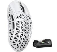 MAMBASNAKE M5 Ultra de Fibra de Carbono Ratón Inalámbrico para Juegos de 8000Hz con hasta 42000 dpi, 39g Ultraligero, Sensor PAW3950MAX, Chip Nordic 52840, 2,4GHz/BT/Wired, para PC/Xbox/Mac- Blanco A