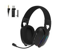 MAMBASNAKE x Attack Shark L90 Auriculares inalámbricos para Juegos ultraligeros y Plegables, Sonido Envolvente 7.1, BT5.3/2.4Ghz/con Cable, RGB, Controladores de 40 mm, para PC/PS4/Switch/Xbox-Negro